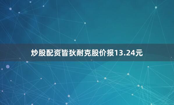 炒股配资皆狄耐克股价报13.24元